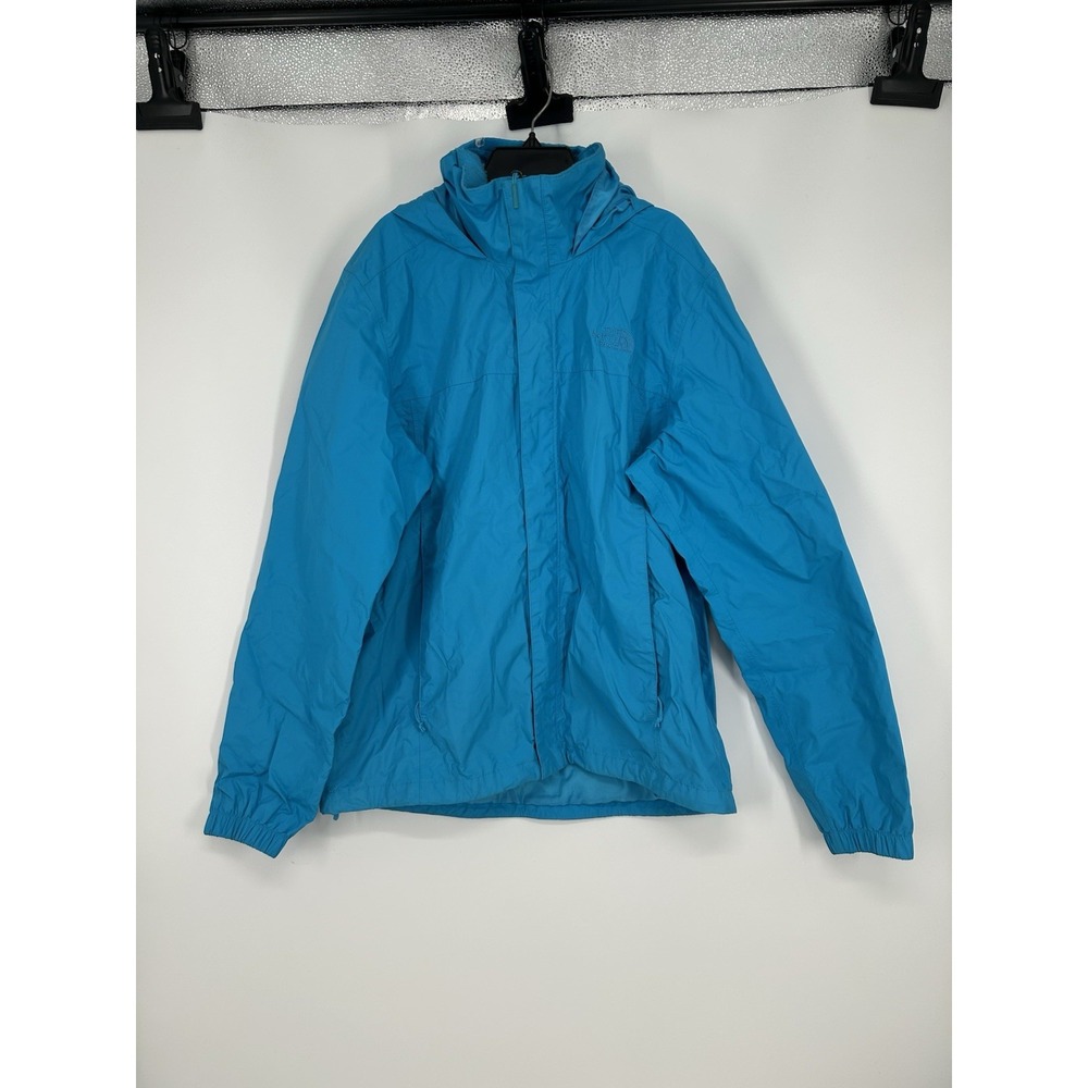 The North Face 100% Nylon Windbreaker Full‎ Zip Up Hooded Lined Blue Mens Medium